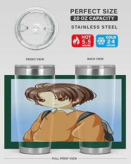 A Cold Boy 143# Anime Tumbler featuring double wall vacuum stainless steel design with vibrant anime graphics.