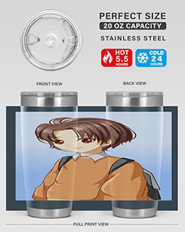A Cold Boy 143# Anime Tumbler featuring double wall vacuum stainless steel design with vibrant anime graphics.