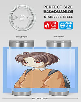 A Cold Boy 143# Anime Tumbler featuring double wall vacuum stainless steel design with vibrant anime graphics.