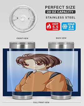 A Cold Boy 143# Anime Tumbler featuring double wall vacuum stainless steel design with vibrant anime graphics.