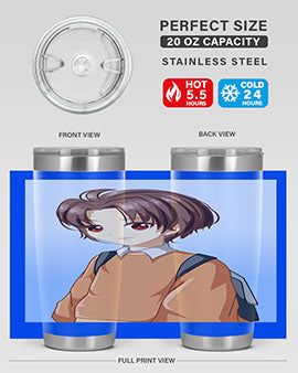 A Cold Boy 143# Anime Tumbler featuring double wall vacuum stainless steel design with vibrant anime graphics.