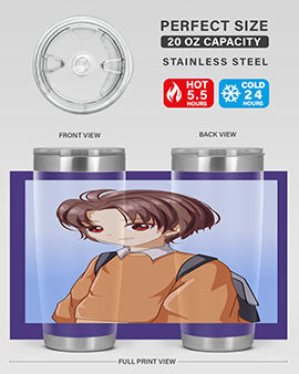 A Cold Boy 143# Anime Tumbler featuring double wall vacuum stainless steel design with vibrant anime graphics.