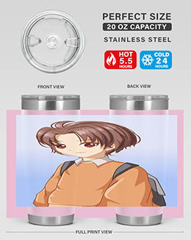 A Cold Boy 143# Anime Tumbler featuring double wall vacuum stainless steel design with vibrant anime graphics.