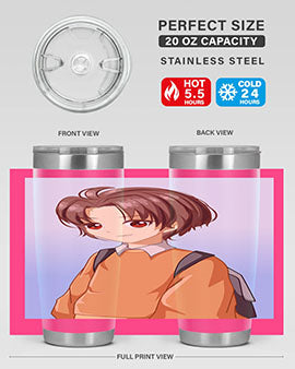 A Cold Boy 143# Anime Tumbler featuring double wall vacuum stainless steel design with vibrant anime graphics.