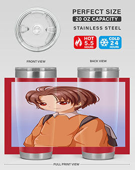 A Cold Boy 143# Anime Tumbler featuring double wall vacuum stainless steel design with vibrant anime graphics.