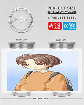 A Cold Boy 143# Anime Tumbler featuring double wall vacuum stainless steel design with vibrant anime graphics.
