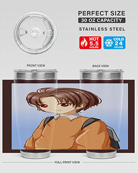A Cold Boy 143# Anime Tumbler featuring double wall vacuum stainless steel design with vibrant anime graphics.