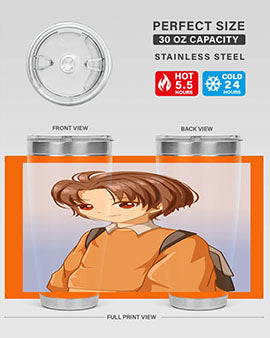 A Cold Boy 143# Anime Tumbler featuring double wall vacuum stainless steel design with vibrant anime graphics.