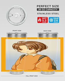 A Cold Boy 143# Anime Tumbler featuring double wall vacuum stainless steel design with vibrant anime graphics.