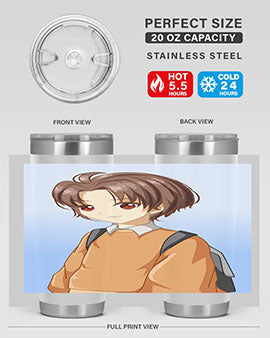 A Cold Boy 143# Anime Tumbler featuring double wall vacuum stainless steel design with vibrant anime graphics.