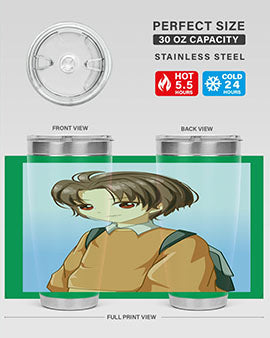 A Cold Boy 143# Anime Tumbler featuring double wall vacuum stainless steel design with vibrant anime graphics.