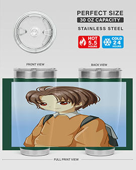 A Cold Boy 143# Anime Tumbler featuring double wall vacuum stainless steel design with vibrant anime graphics.