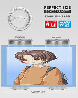A Cold Boy 143# Anime Tumbler featuring double wall vacuum stainless steel design with vibrant anime graphics.