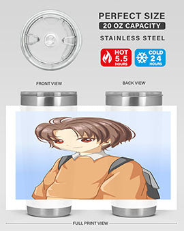 A Cold Boy 143# Anime Tumbler featuring double wall vacuum stainless steel design with vibrant anime graphics.