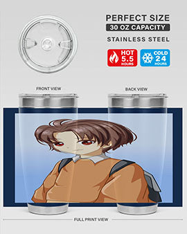 A Cold Boy 143# Anime Tumbler featuring double wall vacuum stainless steel design with vibrant anime graphics.