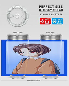 A Cold Boy 143# Anime Tumbler featuring double wall vacuum stainless steel design with vibrant anime graphics.