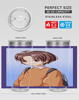 A Cold Boy 143# Anime Tumbler featuring double wall vacuum stainless steel design with vibrant anime graphics.