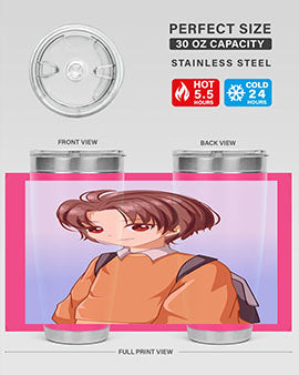 A Cold Boy 143# Anime Tumbler featuring double wall vacuum stainless steel design with vibrant anime graphics.