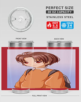 A Cold Boy 143# Anime Tumbler featuring double wall vacuum stainless steel design with vibrant anime graphics.