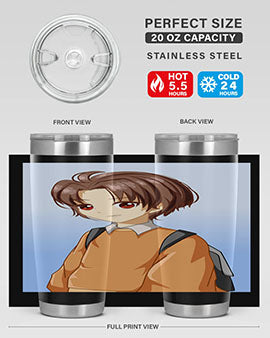 A Cold Boy 143# Anime Tumbler featuring double wall vacuum stainless steel design with vibrant anime graphics.