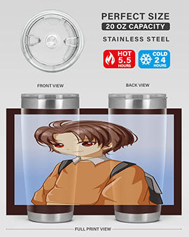A Cold Boy 143# Anime Tumbler featuring double wall vacuum stainless steel design with vibrant anime graphics.