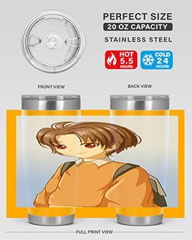 A Cold Boy 143# Anime Tumbler featuring double wall vacuum stainless steel design with vibrant anime graphics.