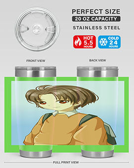 A Cold Boy 143# Anime Tumbler featuring double wall vacuum stainless steel design with vibrant anime graphics.