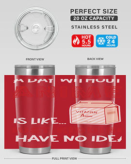 A Day Without Anime Is Anime 186# Tumbler featuring double wall vacuum stainless steel design with a vibrant anime-themed print.