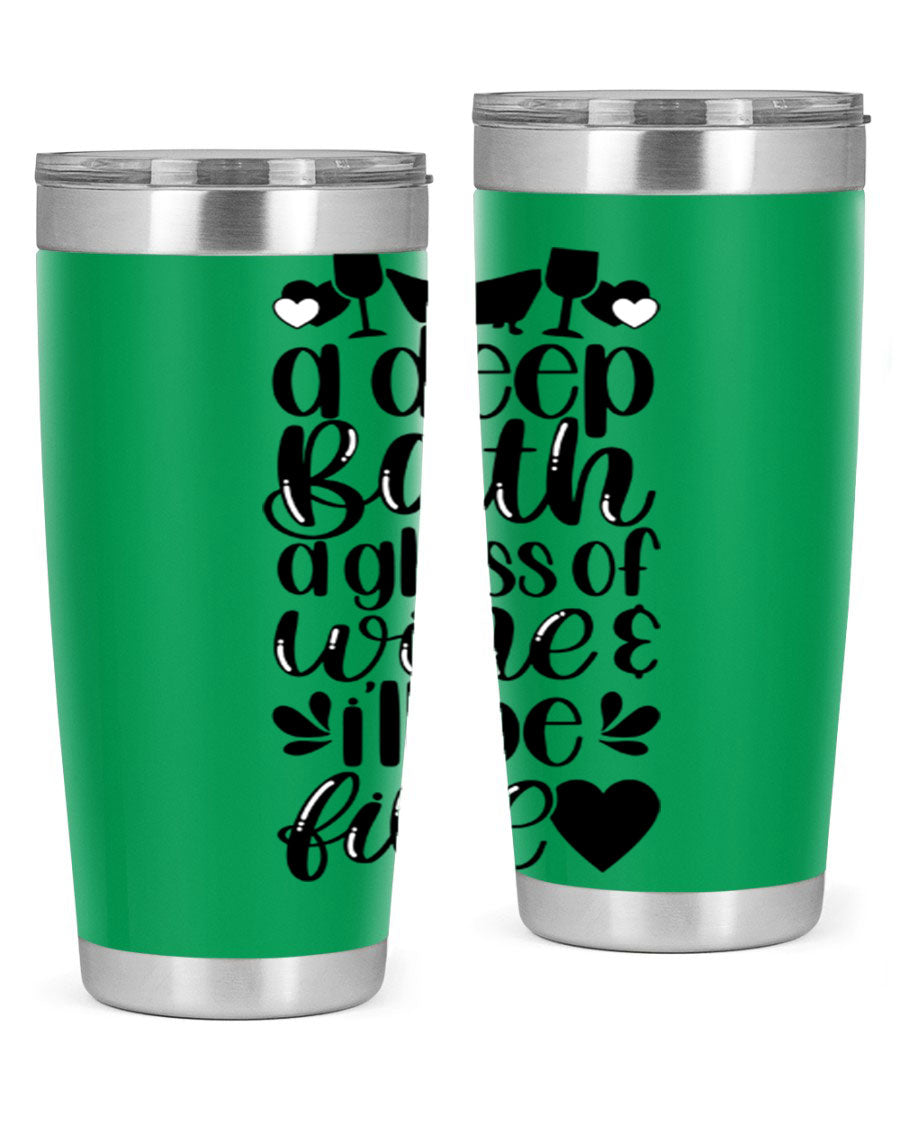 A sleek 48oz Deep Bath Tumbler made of double wall vacuum stainless steel with a copper lining, featuring a press-in drink-thru lid.