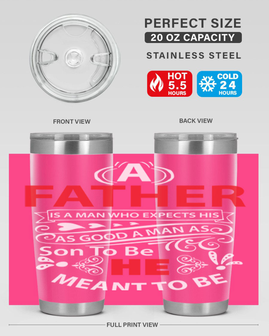 A Father 247# Tumbler in stainless steel with a drink-thru lid, showcasing its sleek design and double wall vacuum insulation.