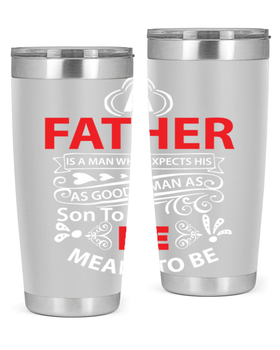 A Father 247# Tumbler in stainless steel with a drink-thru lid, showcasing its sleek design and double wall vacuum insulation.