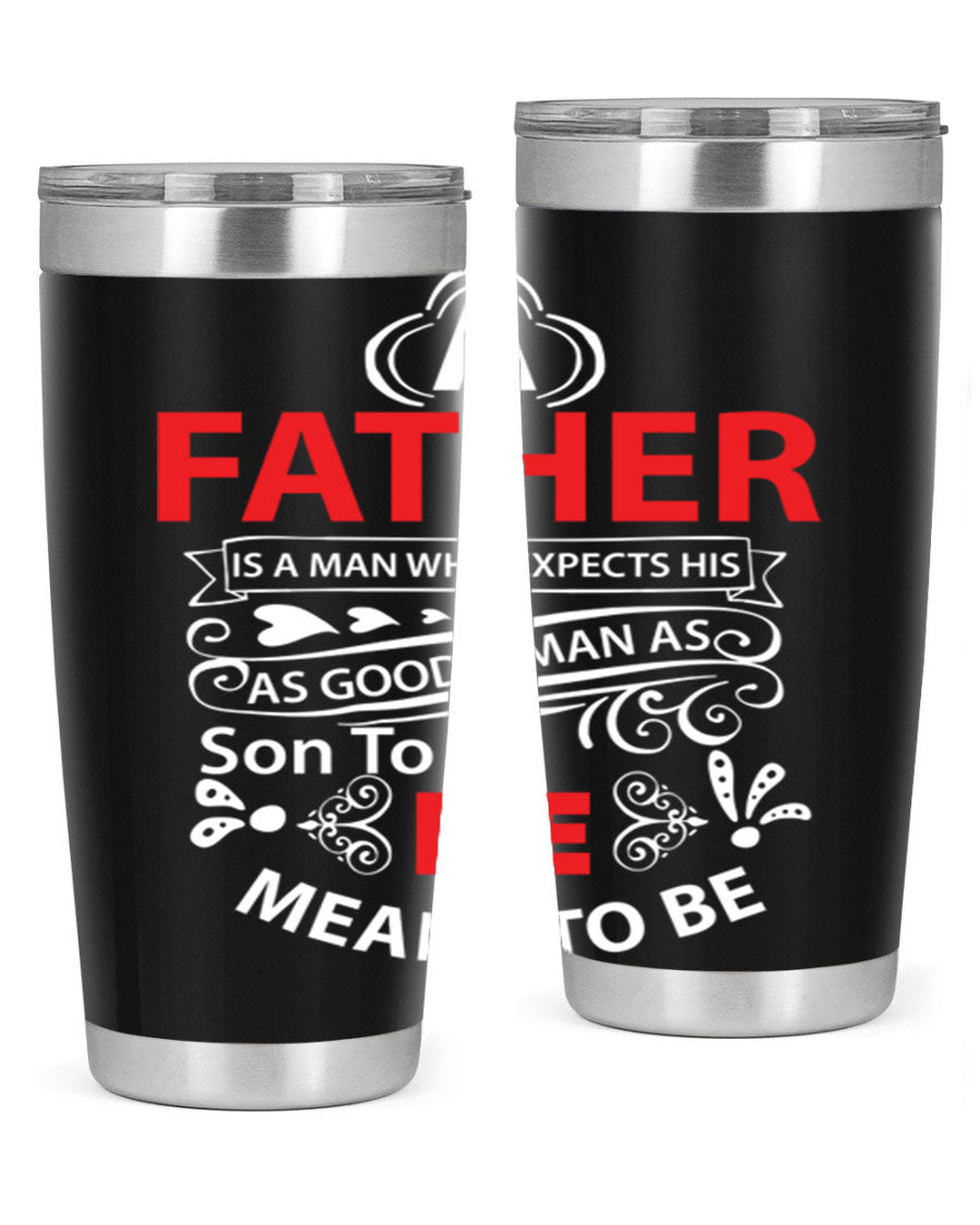 A Father 247# Tumbler in stainless steel with a drink-thru lid, showcasing its sleek design and double wall vacuum insulation.