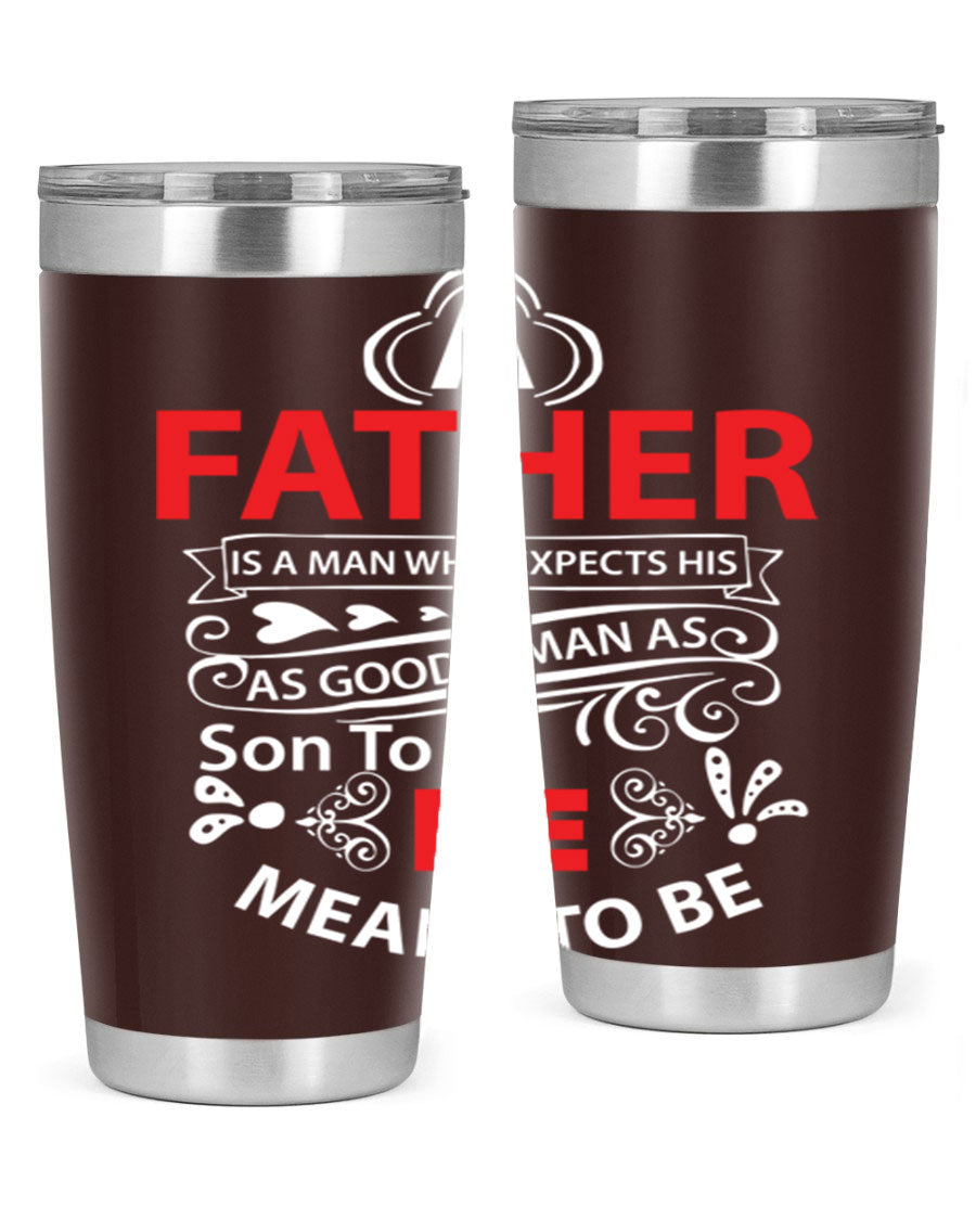 A Father 247# Tumbler in stainless steel with a drink-thru lid, showcasing its sleek design and double wall vacuum insulation.