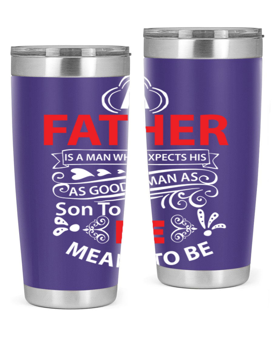 A Father 247# Tumbler in stainless steel with a drink-thru lid, showcasing its sleek design and double wall vacuum insulation.