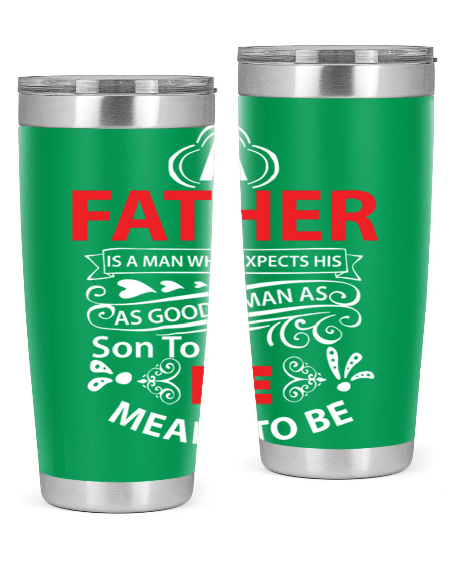 A Father 247# Tumbler in stainless steel with a drink-thru lid, showcasing its sleek design and double wall vacuum insulation.