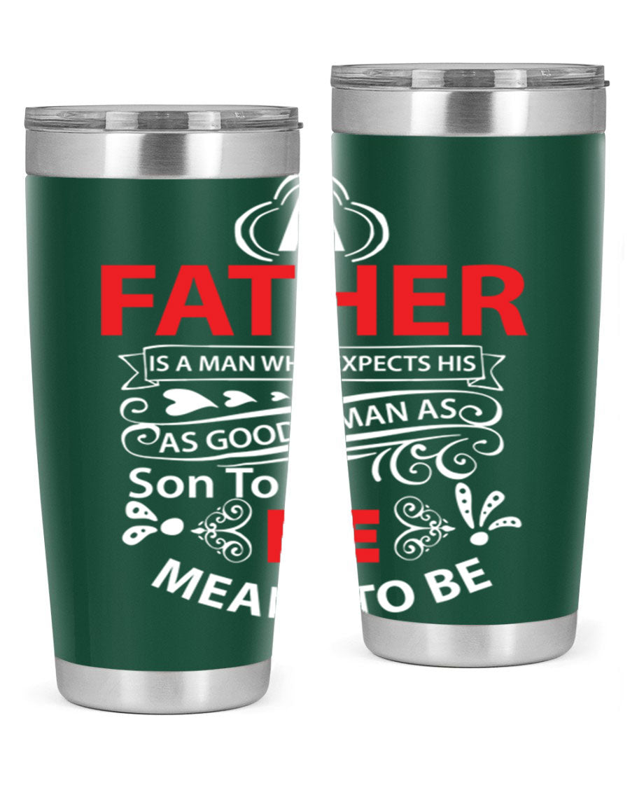 A Father 247# Tumbler in stainless steel with a drink-thru lid, showcasing its sleek design and double wall vacuum insulation.