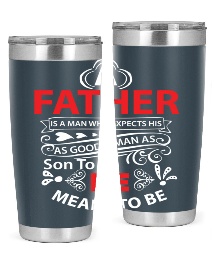 A Father 247# Tumbler in stainless steel with a drink-thru lid, showcasing its sleek design and double wall vacuum insulation.