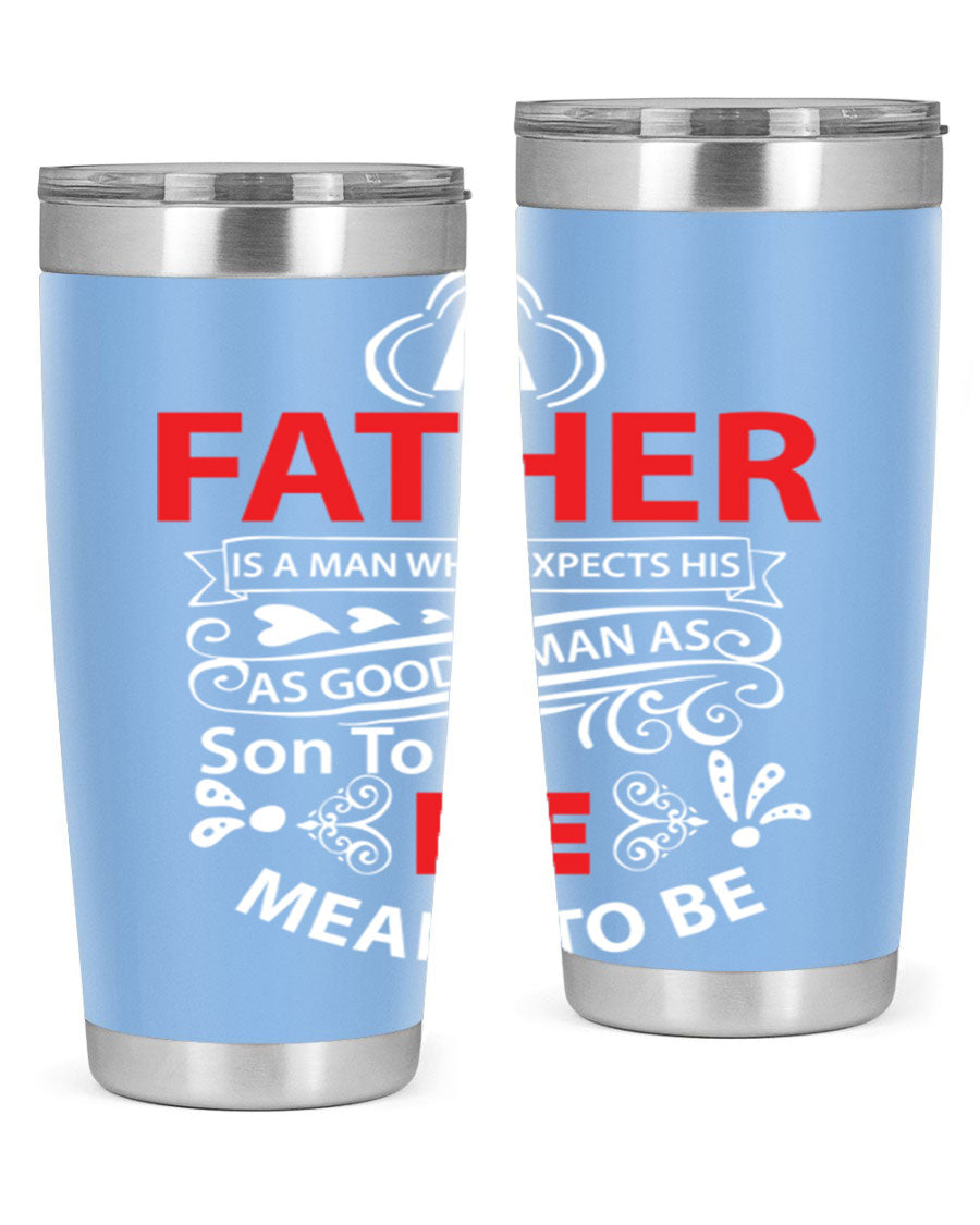 A Father 247# Tumbler in stainless steel with a drink-thru lid, showcasing its sleek design and double wall vacuum insulation.