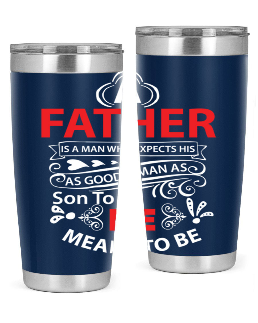 A Father 247# Tumbler in stainless steel with a drink-thru lid, showcasing its sleek design and double wall vacuum insulation.