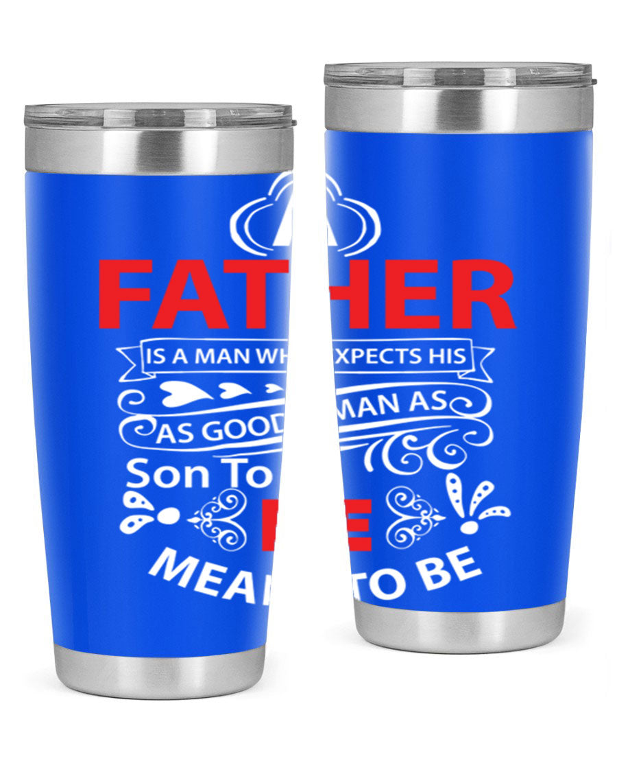 A Father 247# Tumbler in stainless steel with a drink-thru lid, showcasing its sleek design and double wall vacuum insulation.