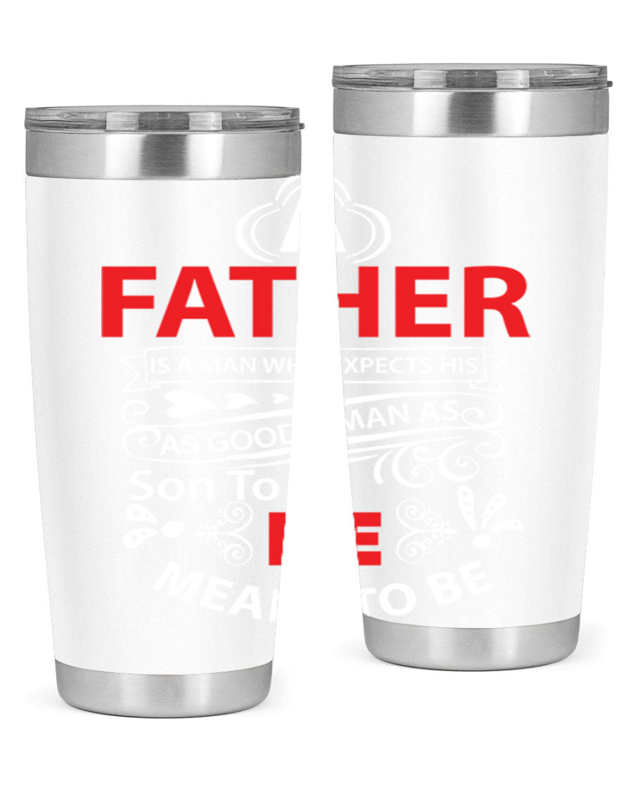 A Father 247# Tumbler in stainless steel with a drink-thru lid, showcasing its sleek design and double wall vacuum insulation.