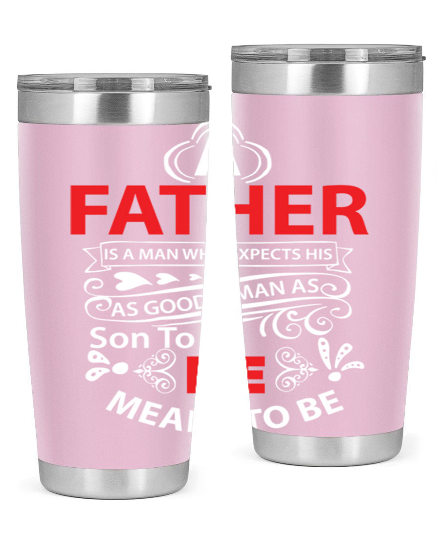 A Father 247# Tumbler in stainless steel with a drink-thru lid, showcasing its sleek design and double wall vacuum insulation.