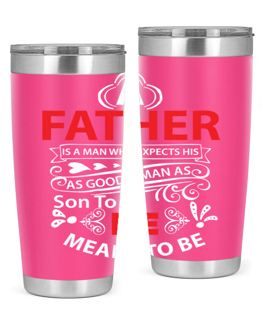 A Father 247# Tumbler in stainless steel with a drink-thru lid, showcasing its sleek design and double wall vacuum insulation.