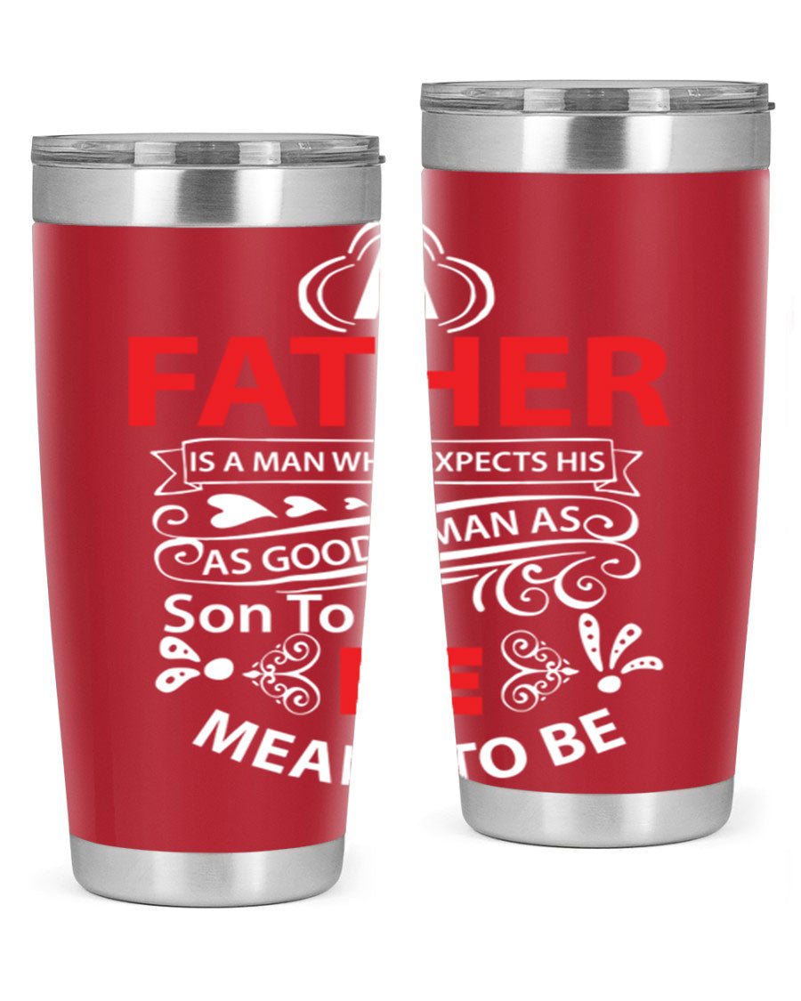 A Father 247# Tumbler in stainless steel with a drink-thru lid, showcasing its sleek design and double wall vacuum insulation.