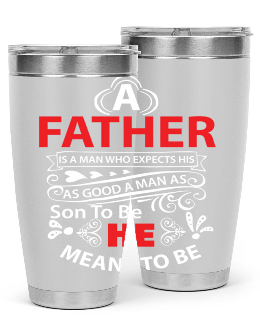A Father 247# Tumbler in stainless steel with a drink-thru lid, showcasing its sleek design and double wall vacuum insulation.