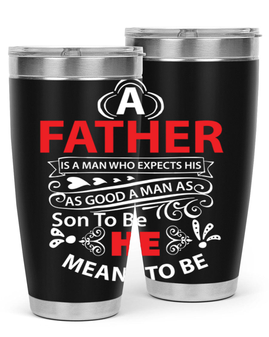 A Father 247# Tumbler in stainless steel with a drink-thru lid, showcasing its sleek design and double wall vacuum insulation.
