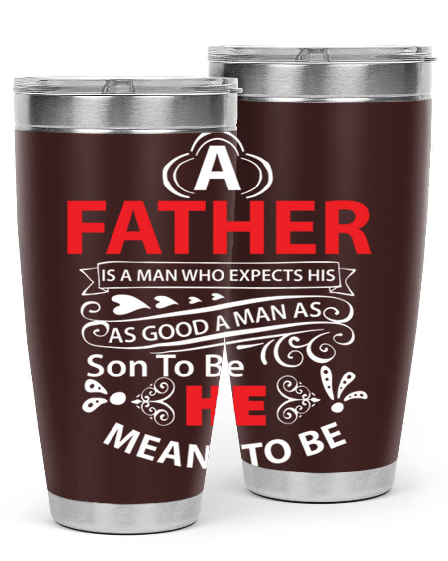 A Father 247# Tumbler in stainless steel with a drink-thru lid, showcasing its sleek design and double wall vacuum insulation.