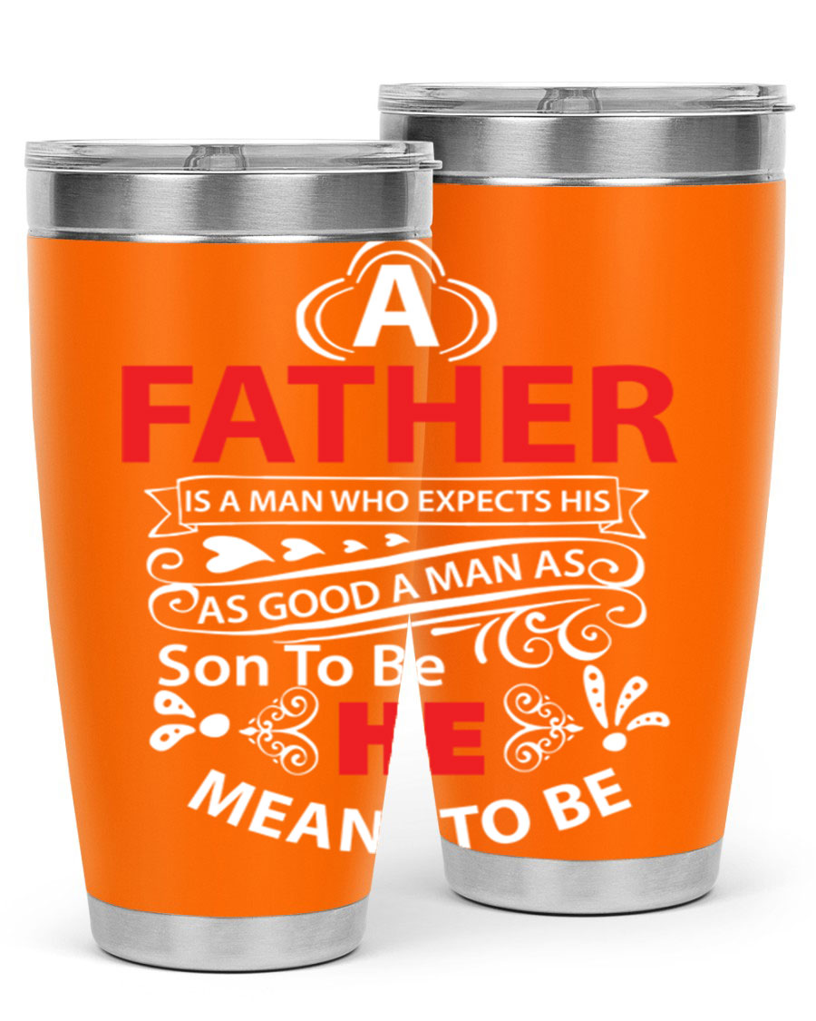 A Father 247# Tumbler in stainless steel with a drink-thru lid, showcasing its sleek design and double wall vacuum insulation.