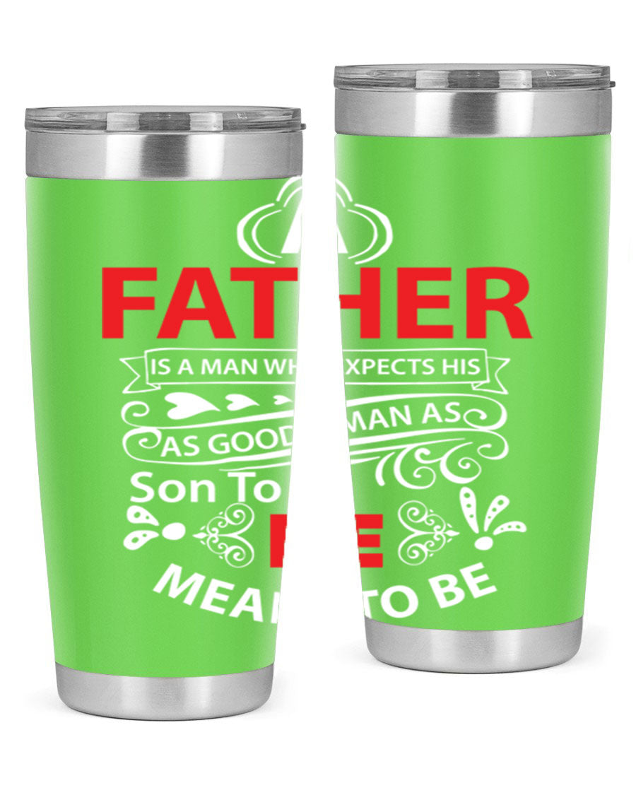 A Father 247# Tumbler in stainless steel with a drink-thru lid, showcasing its sleek design and double wall vacuum insulation.