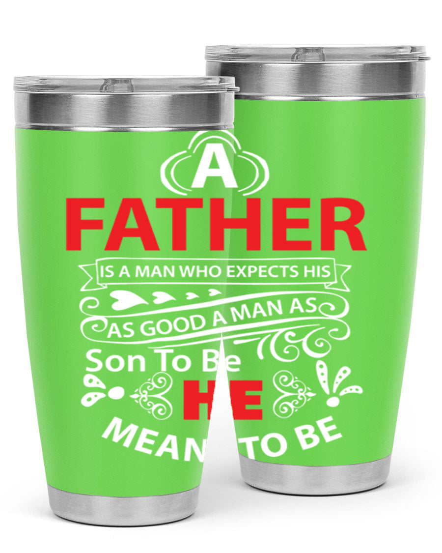 A Father 247# Tumbler in stainless steel with a drink-thru lid, showcasing its sleek design and double wall vacuum insulation.